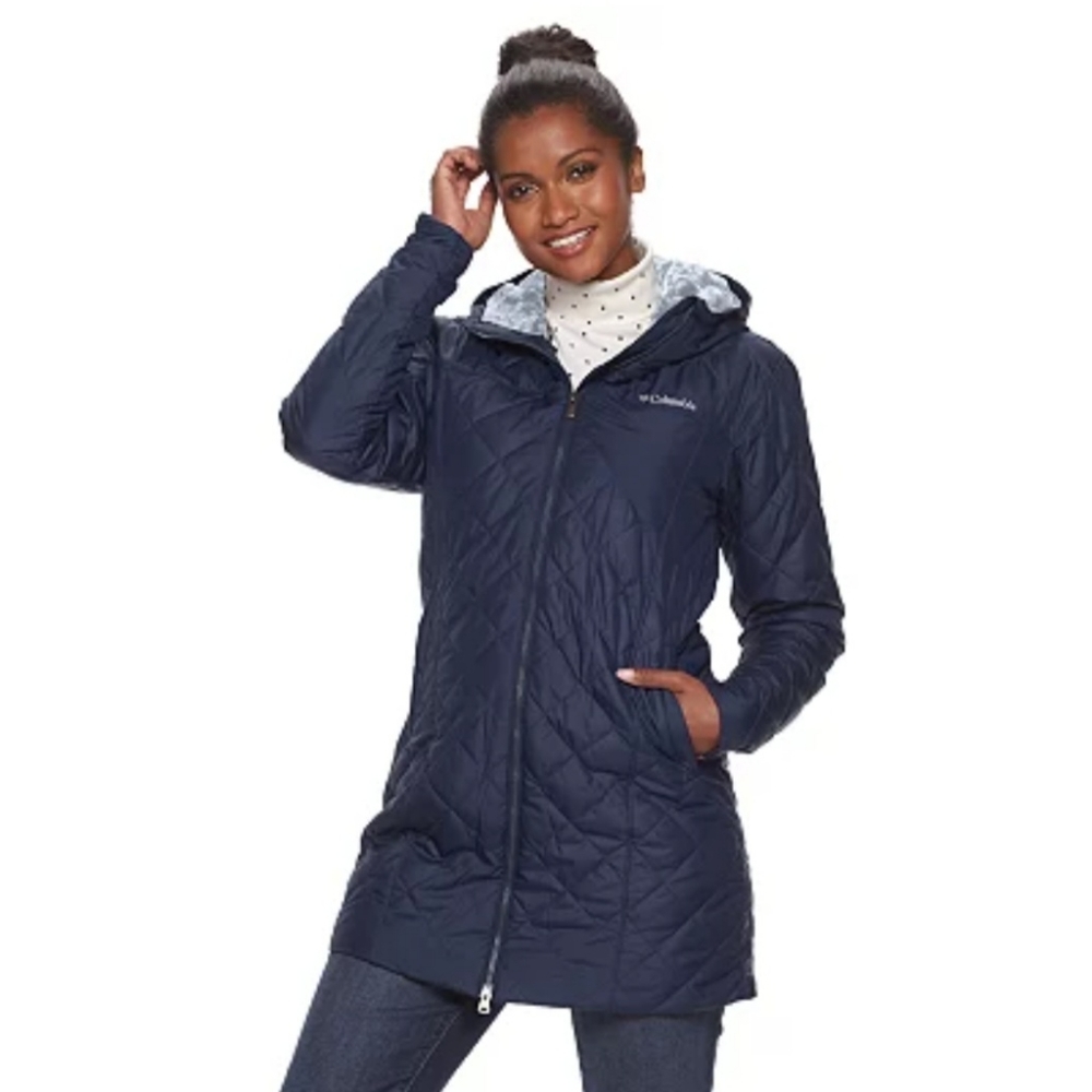 COLUMBIA WOMEN'S NAVY COPPER CREST FLEECE LINED LONG JACKET NWOT. SIZE XS